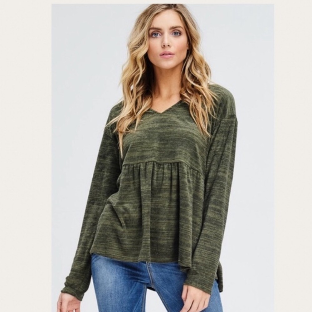 PaperMoon Peplum Hooded V-Neck Sweater